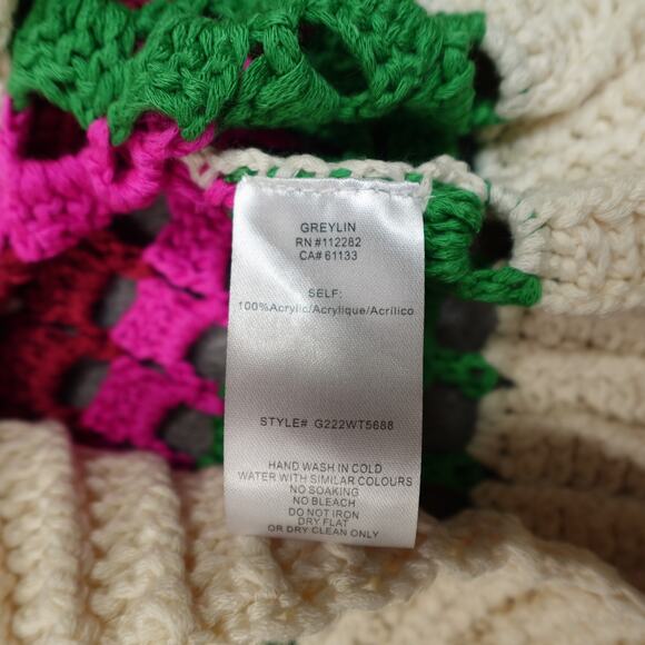 Greylin Sweater Womens Small NWT Paola Crochet Crew Neck Open Knit Multicolor - Picture 5 of 11